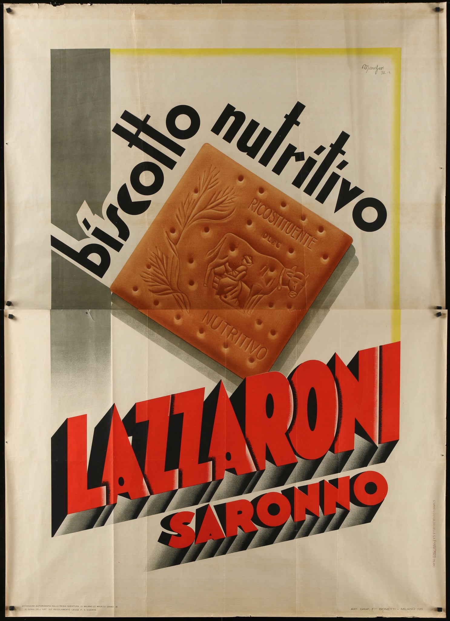 LAZZARONI Italian Advertising Poster (1932)