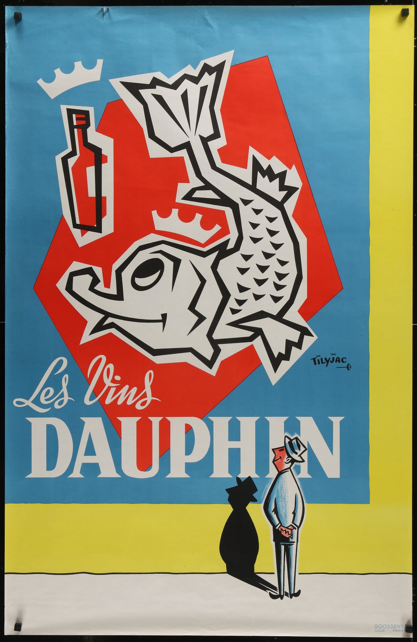 Les Vins DAUPHIN French Wine Advertising Poster (ca., 1950's)