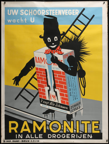 RAMONITE Belgian Chimney Cleaner Advertising Poster (ca., 1920's)