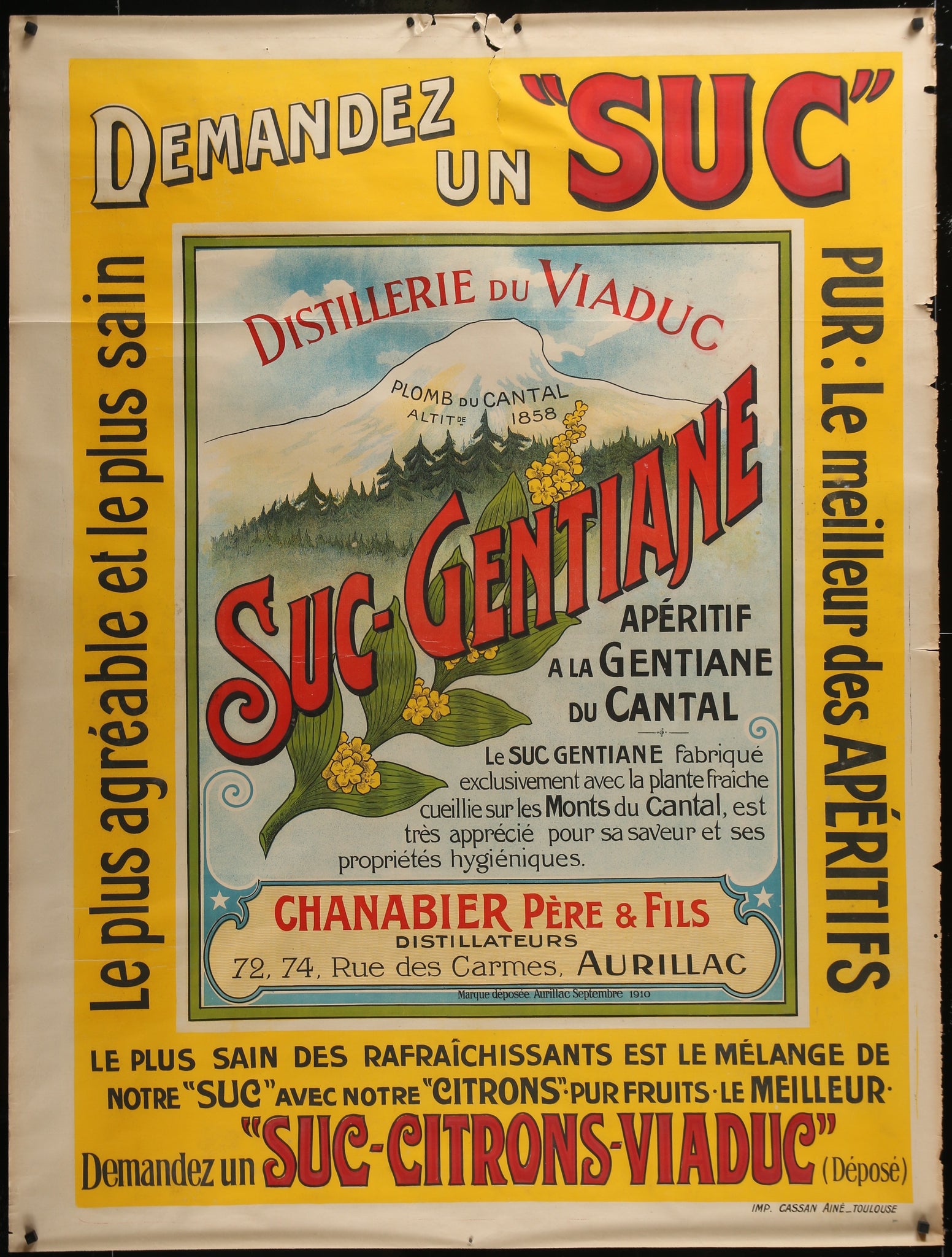 SUC-GENTIANE French Apértif Advertising Poster (ca., 1930')