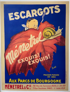 Escargots Ménetrel (Linen Backed French ca. 1930's)