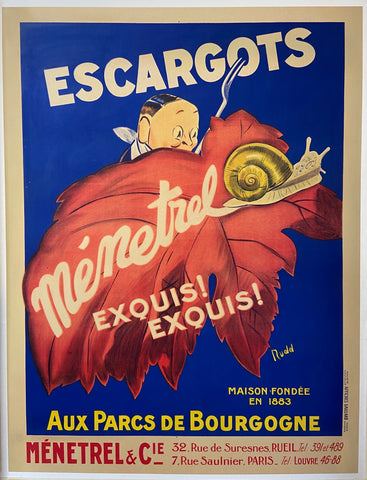 Escargots Ménetrel (Linen Backed French ca. 1930's)