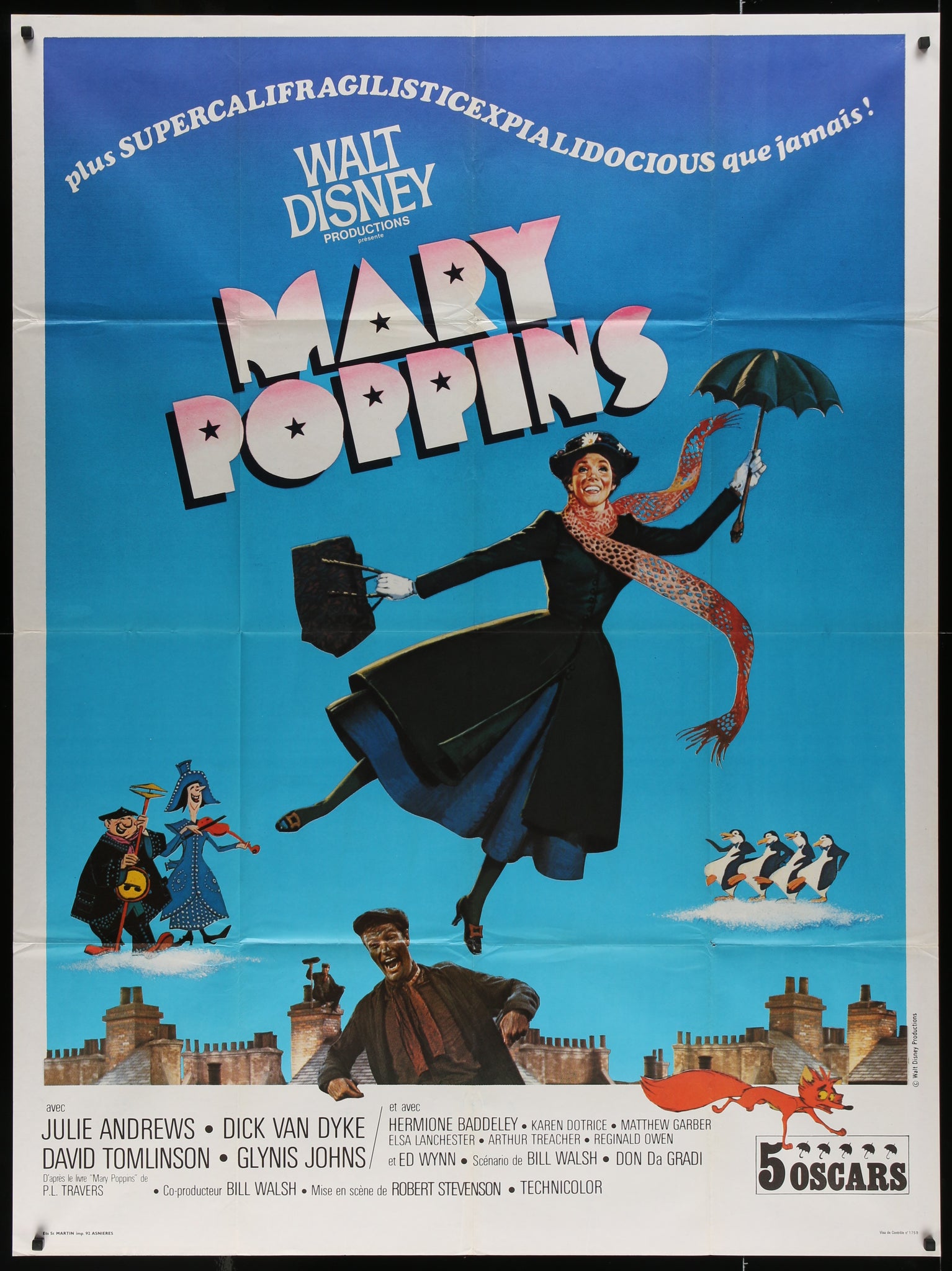 Mary Poppins (ca. R1970's French 1P)